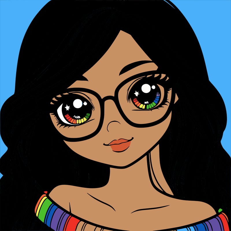 girl with beautiful eyes, hair, and glasses