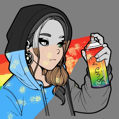 a realistic girl, spray painting