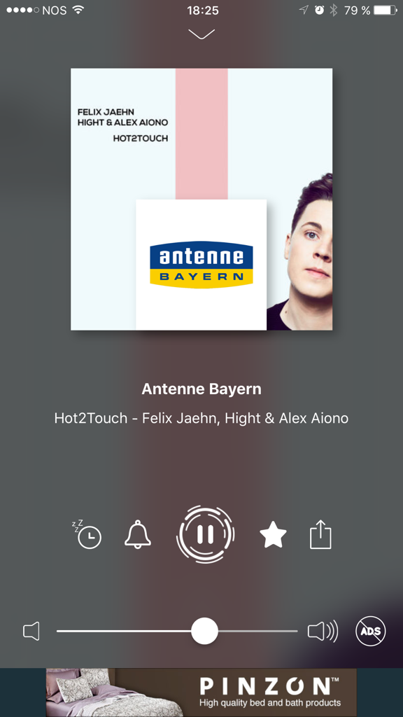 Pantalla de reproducción de la aplicación Radio Alemania con Antenne Bayern