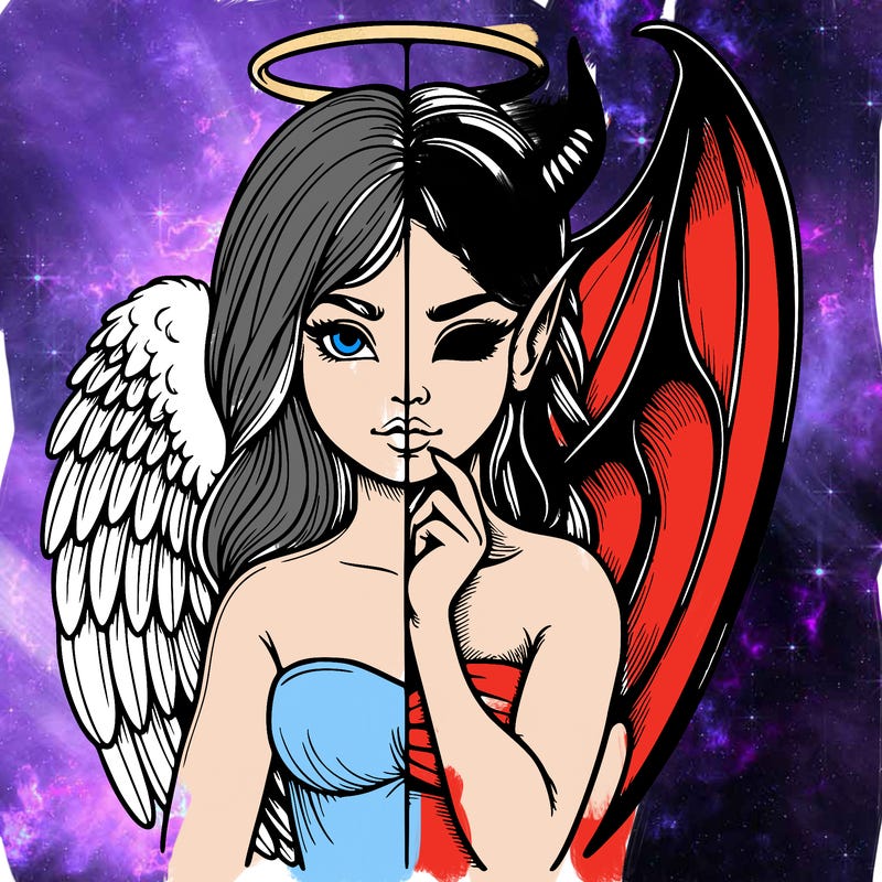 realistic angel half demon