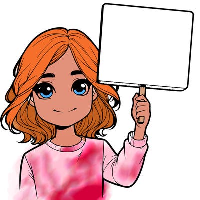 realistic girl holding up a sign