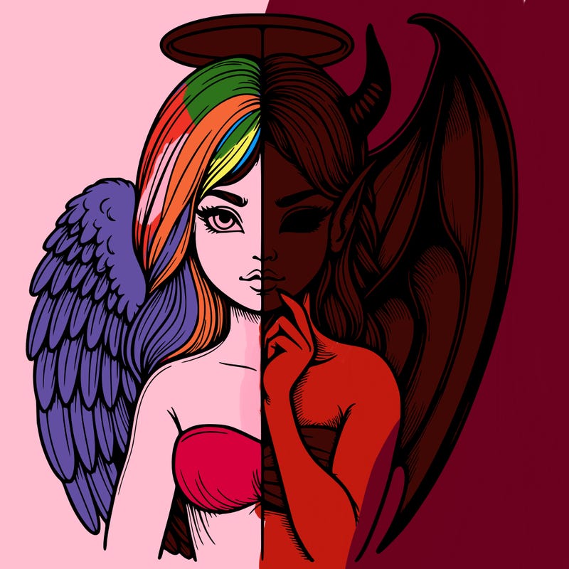 realistic angel half demon