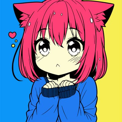 shy anime catgirl