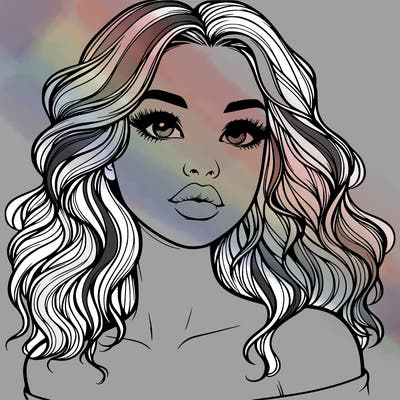 realistic girl with wavy hair and lips