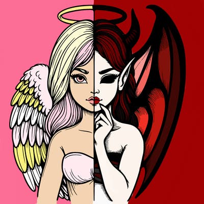 realistic angel half demon