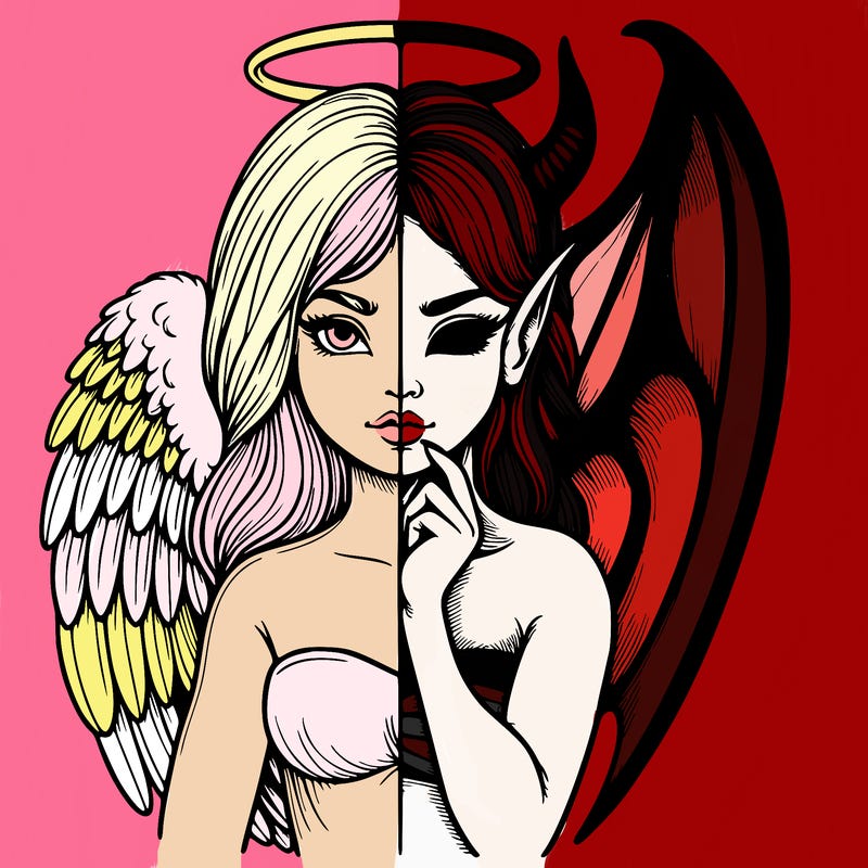 realistic angel half demon