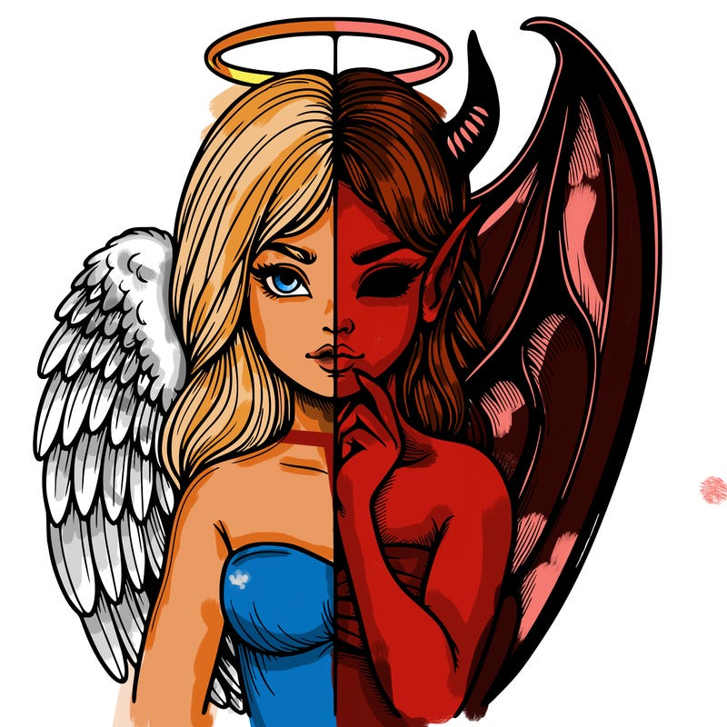 realistic angel half demon