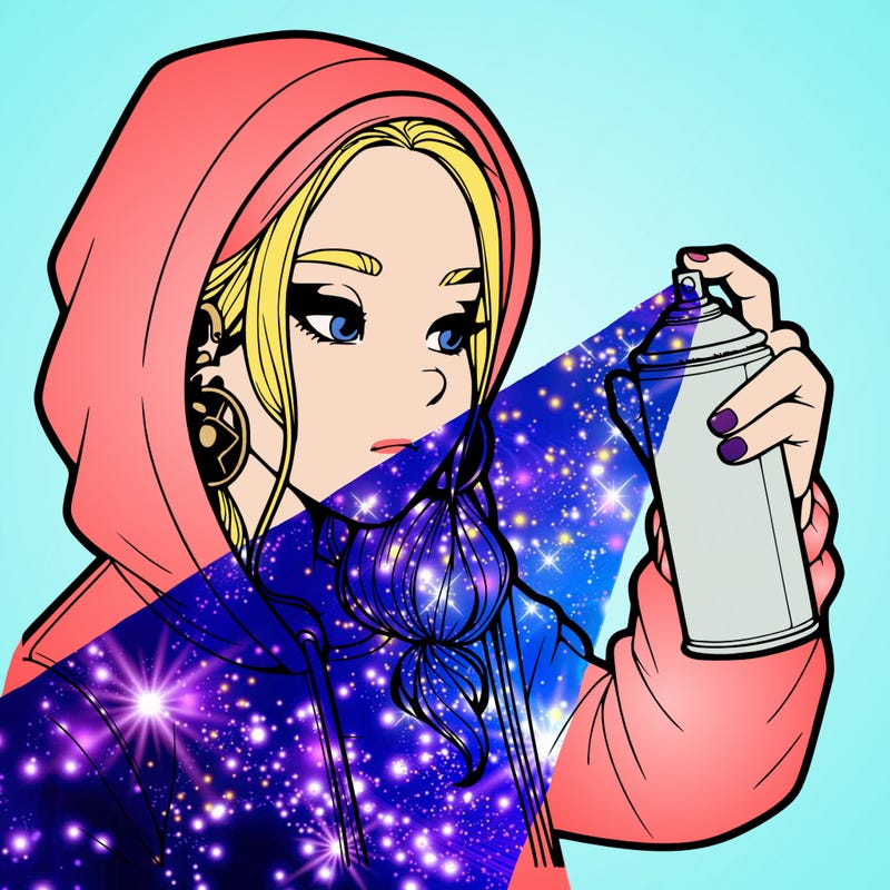 a realistic girl, spray painting