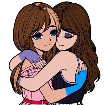 realistic girls hugging