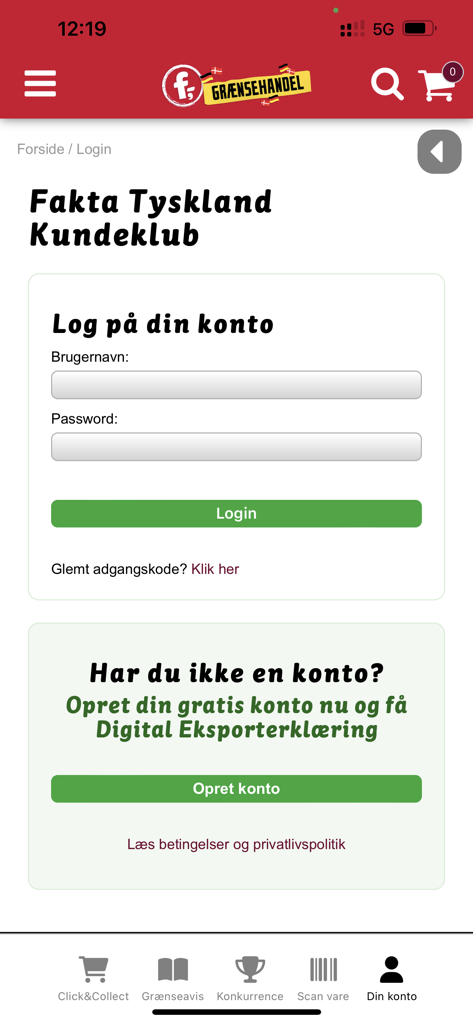 Fakta Tyskland f,- - Login and account registration page for the Fakta Tyskland customer club app