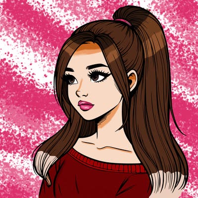 realistic girl with a high ponytail