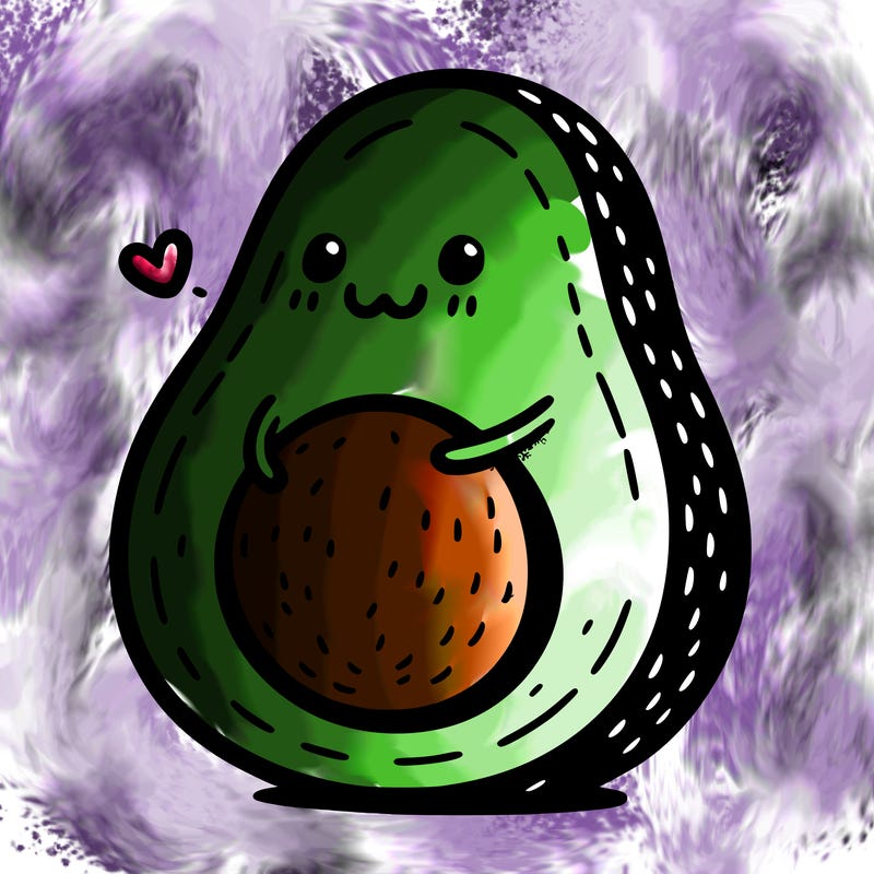 an avocado hugging an avocado
