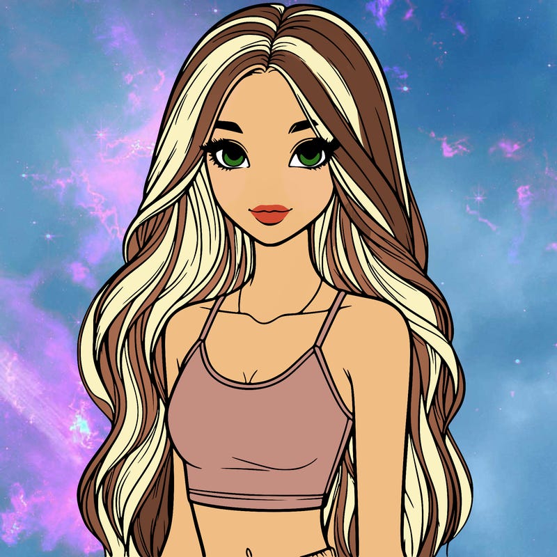 realistic girl with long hair with a crop top