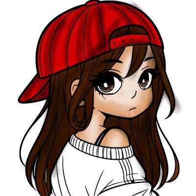 girl with a backward hat on