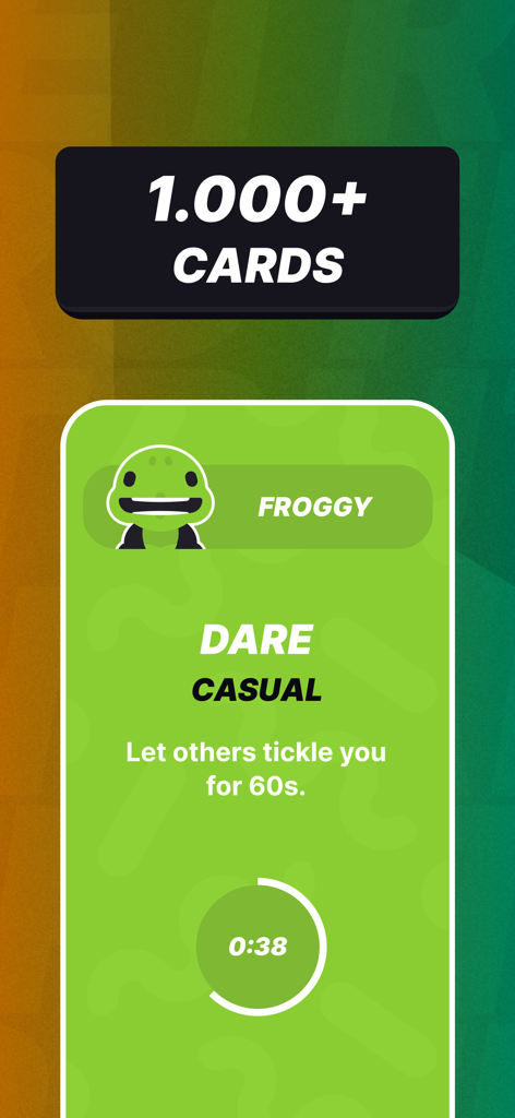 Party Animals: Truth or Dare - Una carta de reto casual en la aplicación Party Animals pidiendo a un jugador que sea cosquilleado durante sesenta segundos con un temporizador.
