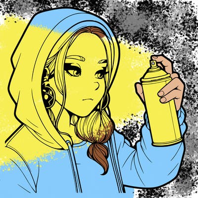 a realistic girl, spray painting