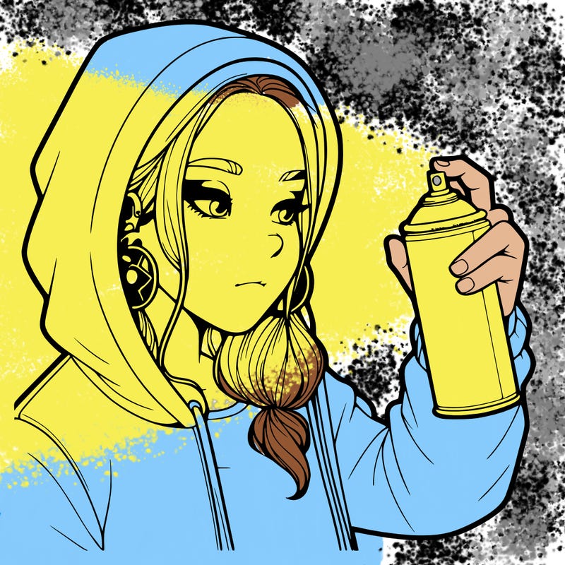 a realistic girl, spray painting