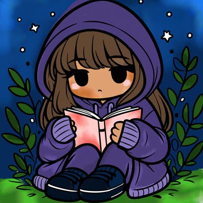 girl in oversized hoodie reading a book