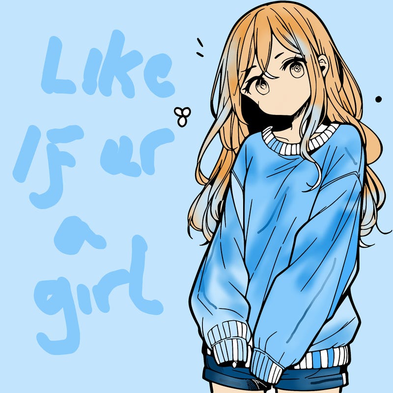 manga teen girl  in a sweater and baggy pants