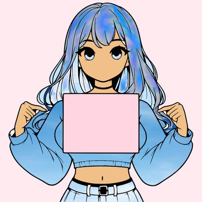 girl holding a blank sign in a long sleeve crop top