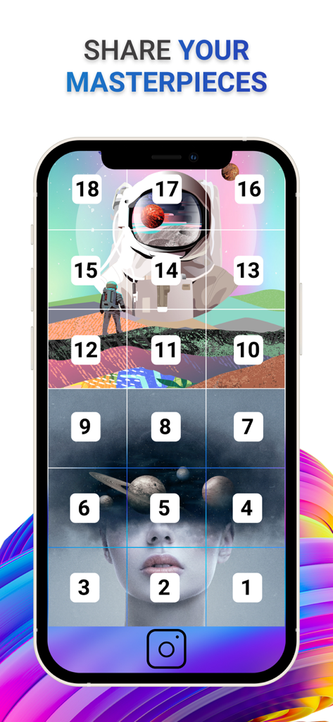 Planificador de cuadrícula de Instagram que muestra un diseño numerado para múltiples publicaciones