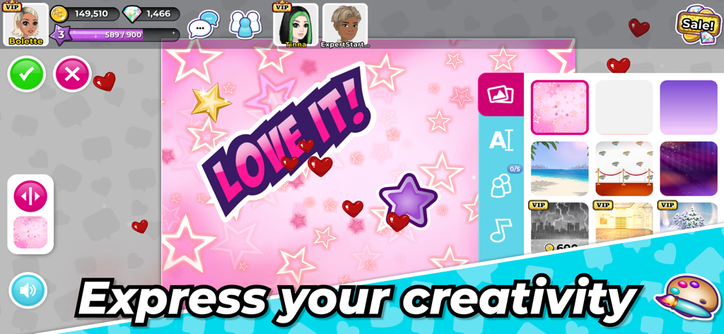 MovieStarPlanet 2 creative studio interface for designing custom artbooks and layouts