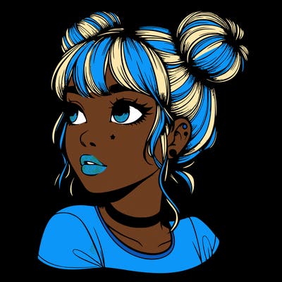 realistic girl with spacebuns