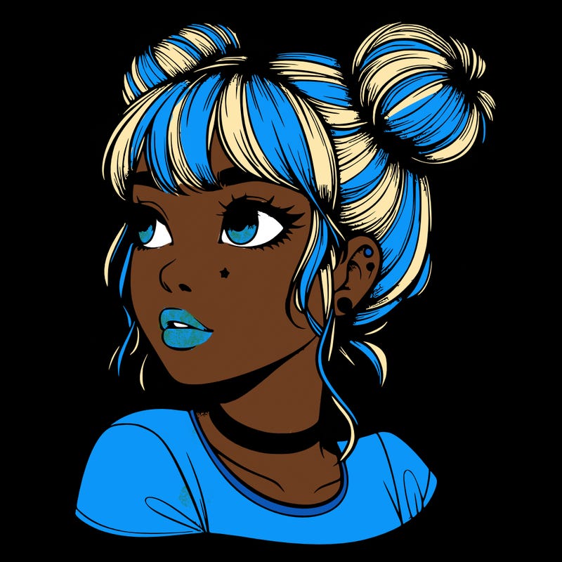 realistic girl with spacebuns