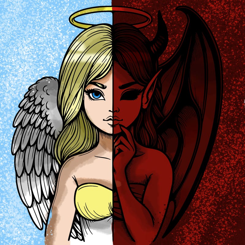 realistic angel half demon