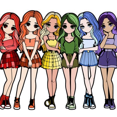 a group of girls realistic