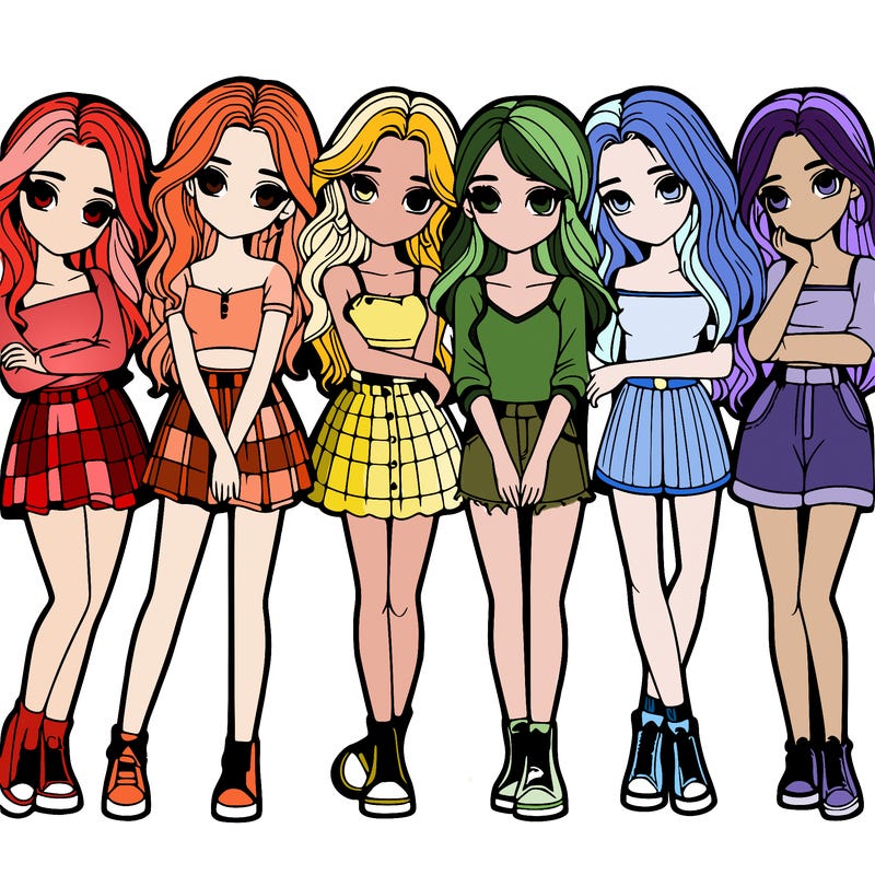 a group of girls realistic