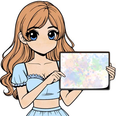 realistic pretty girl holding blank sign