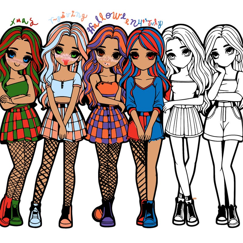 a group of girls realistic