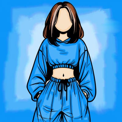 realistic girl faceless with baggy pants and a crop top