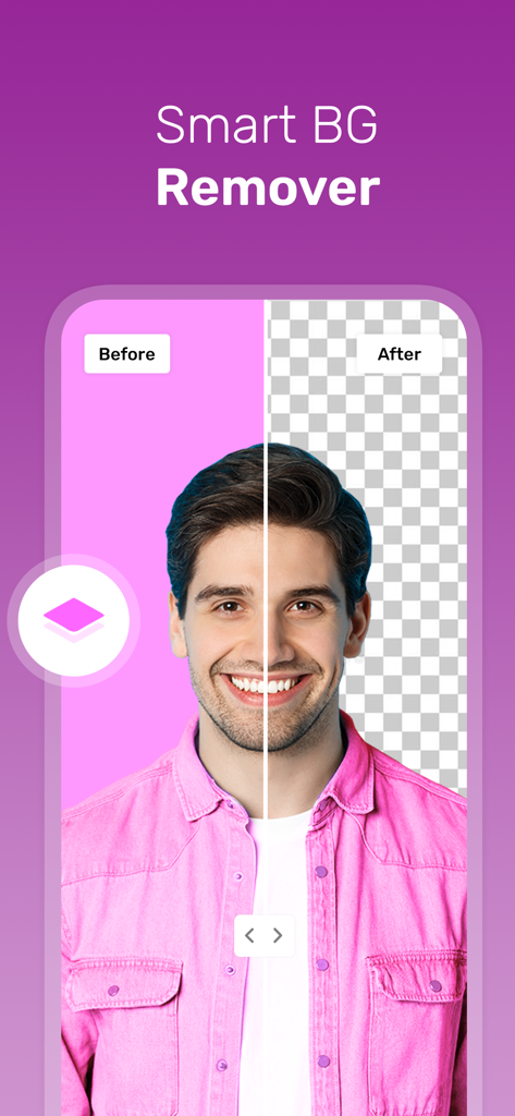 AI Enhancer -AI Photo Enhancer - Comparison of a portrait photo before and after removing the background with AI