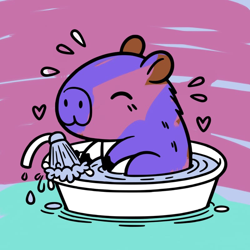 capybara taking a bath