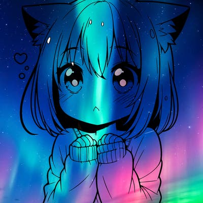 shy anime catgirl