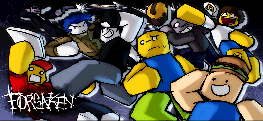 forsaken roblox - Forsaken 게임의 액션 장면에서 역동적인 Roblox 캐릭터 그룹