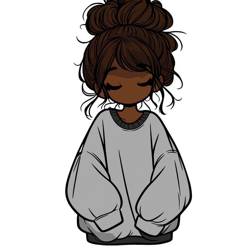 girl with baggy sweatshirt and messy bun