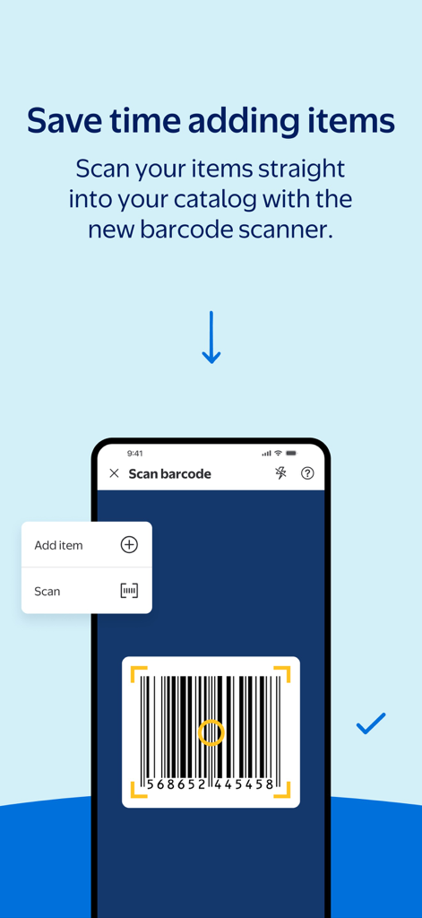 Walmart Seller - Mobile Barcode-Scanner-Funktion in der Walmart Seller App zum Hinzufügen von Artikeln