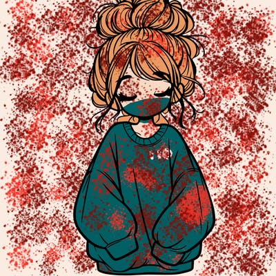 girl with baggy sweatshirt and messy bun