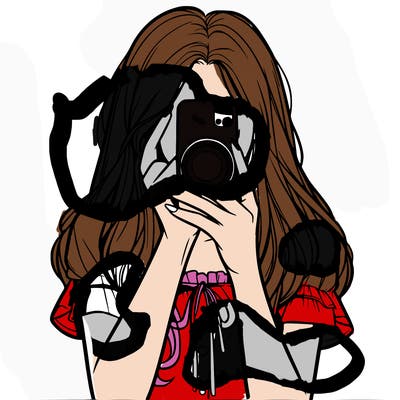 a realistic girl holding her phone taking pictures