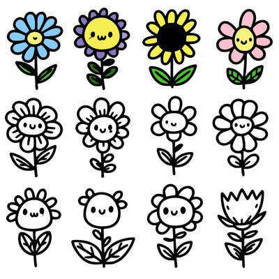 easy drawing of flowers cute