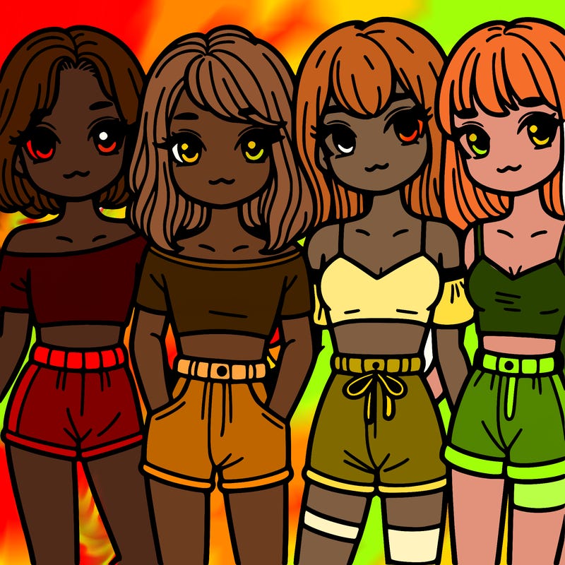 girls next to each other wearing crop tops and shorts