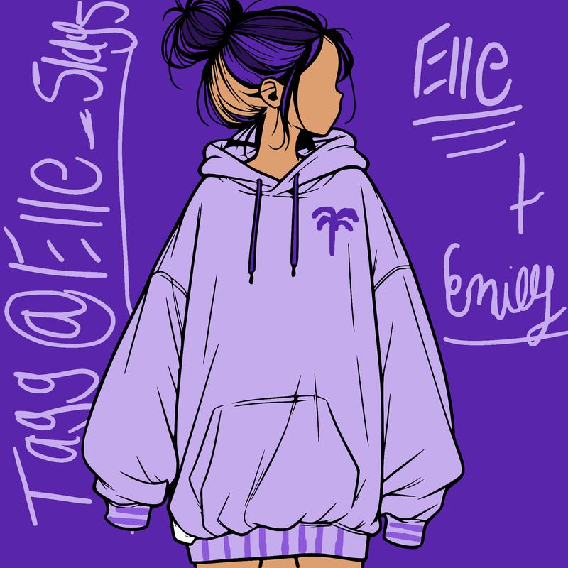 realistic girl with a oversized sweatshirt on and a bun