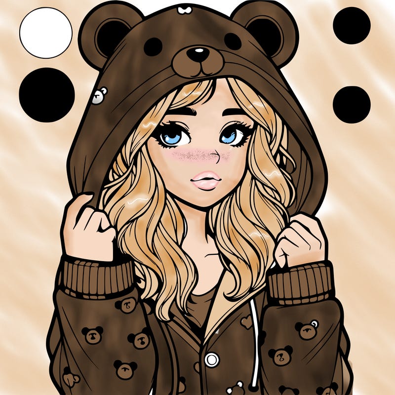 realistic girl in a animal pjs hoodie