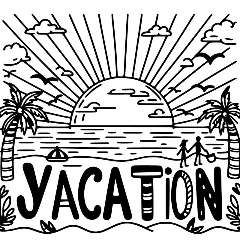 vacation word with no people in sunset background