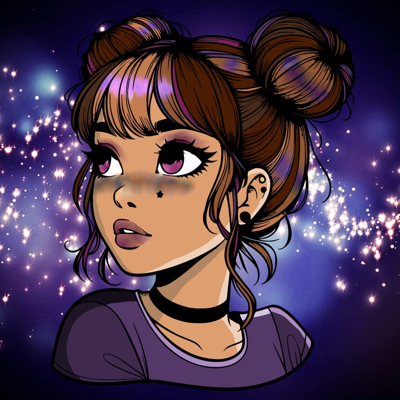 realistic girl with spacebuns