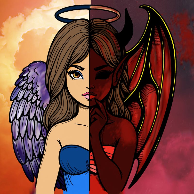 realistic angel half demon