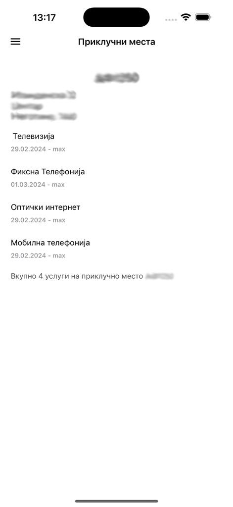 Moj Telekabel - Lista de serviços de telecomunicações ativos no aplicativo Moj Telekabel, incluindo TV, internet e telefone